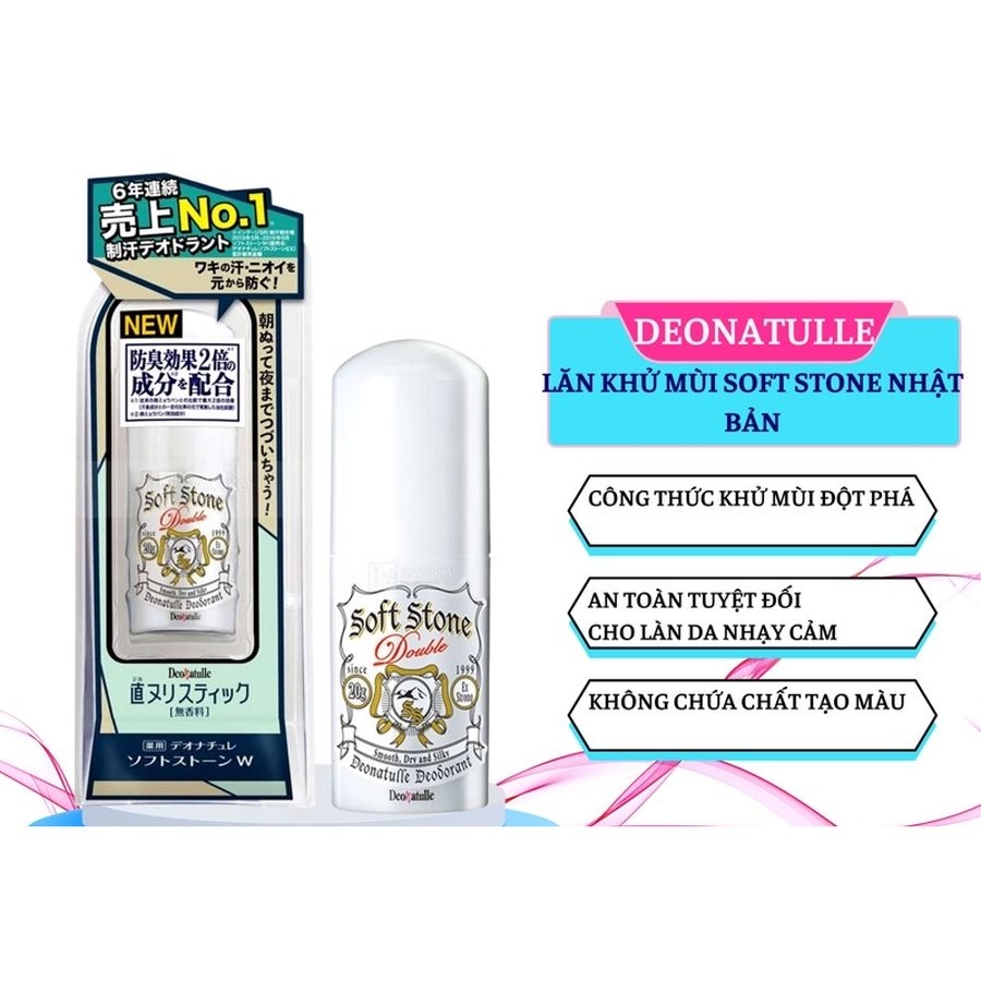 Lăn nách đá khoáng Softstone Double Deonatulle 20g (mẫu mới)
