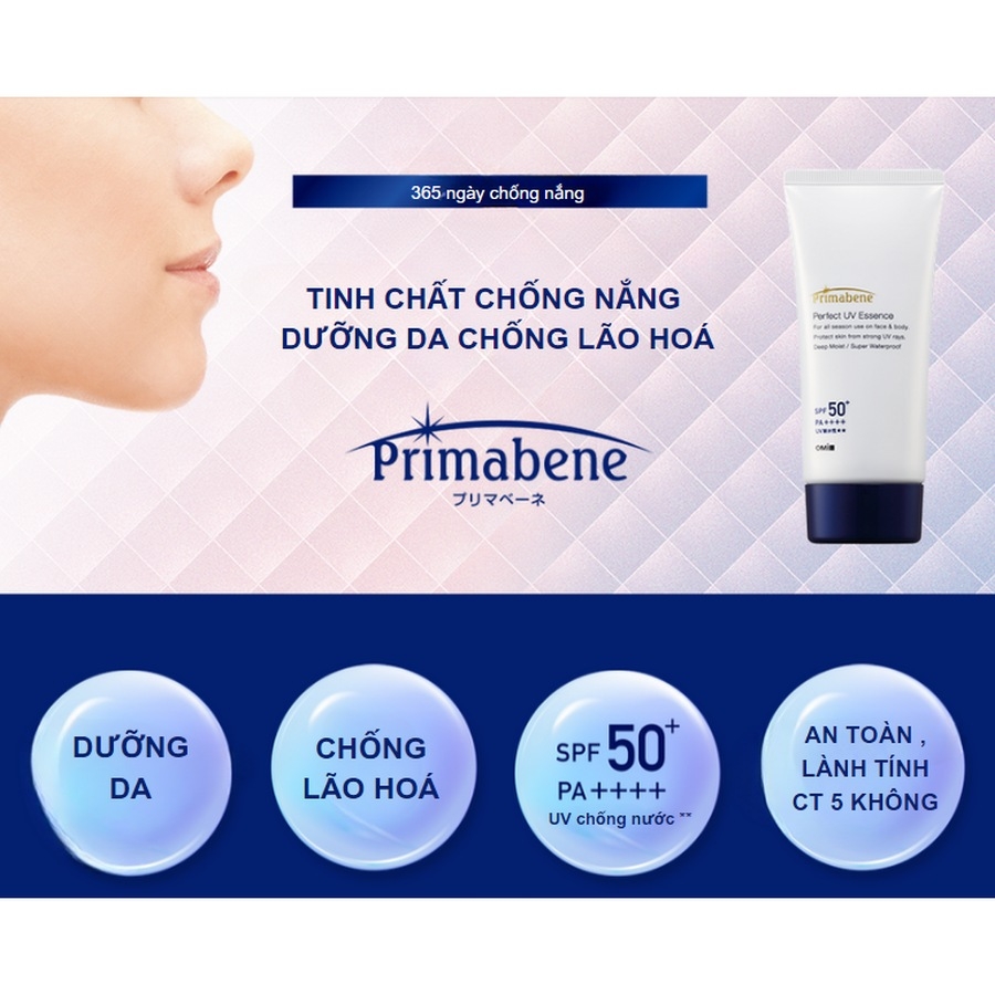 Tinh chất chống nắng dưỡng ẩm dịu nhẹ và chống lão hóa Primabene SPF50+ PA++++ 70