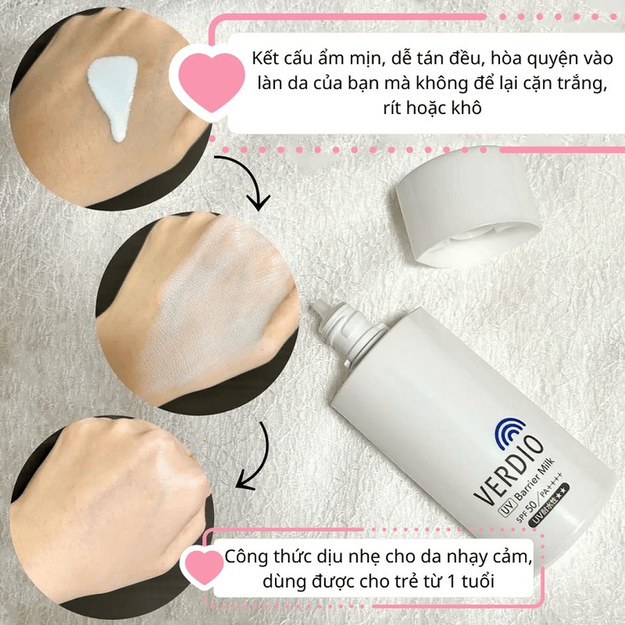 Sữa chống nắng dưỡng ẩm dịu nhẹ cho da nhạy cảm Omi Verdio SPF50+ PA++++ 80g