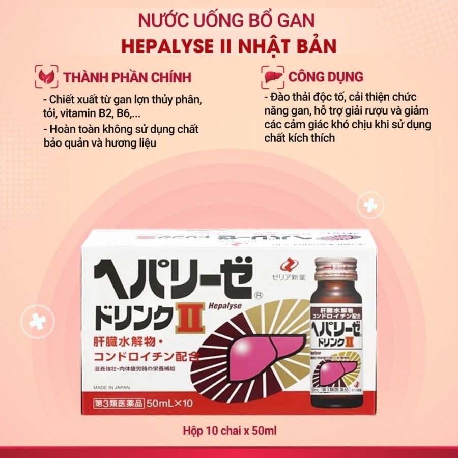 Nước uống bổ gan Zeria Hepalyse II - hộp 10 chai 50ml