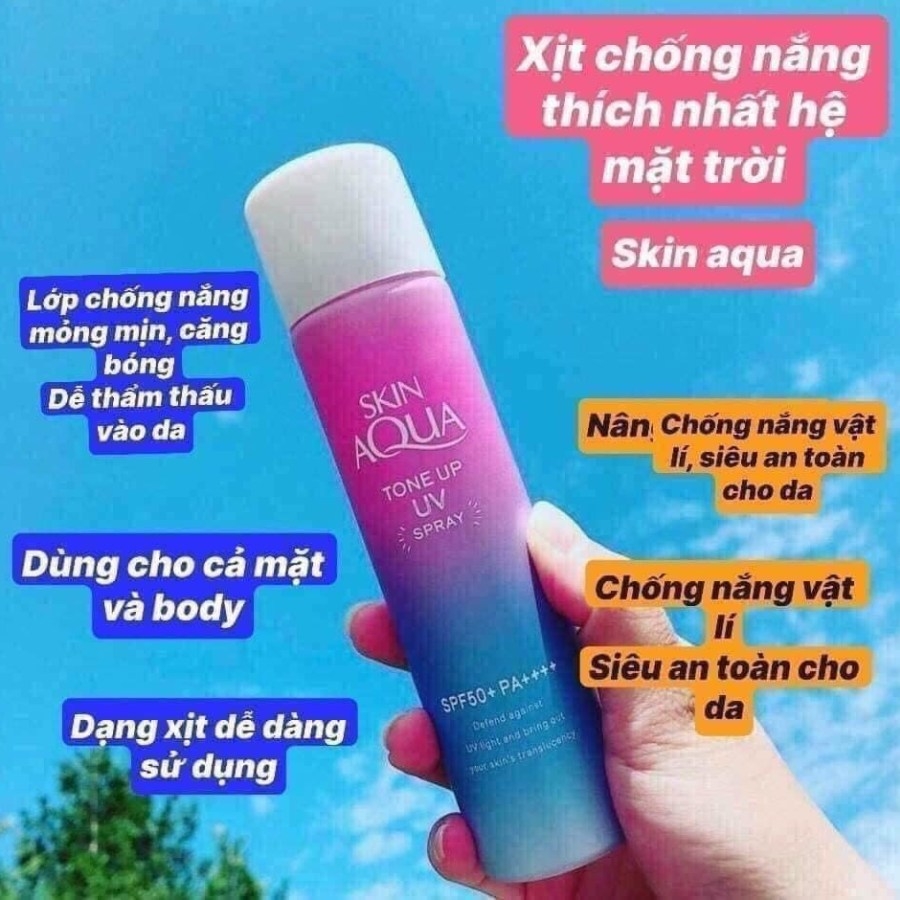 Xịt chống nắng SKIN AQUA Tone Up UV SPF50+PA++++ 70g