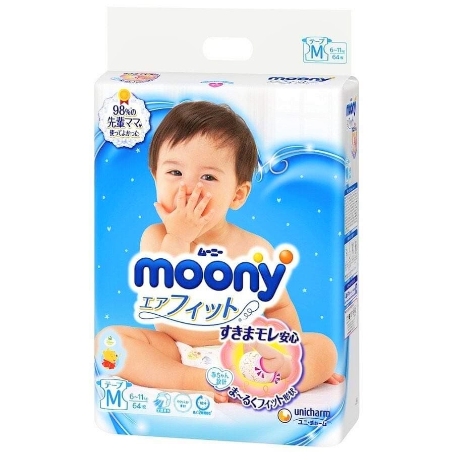 Bỉm Moony nội địa Nhật (cộng miếng - dán/ quần)