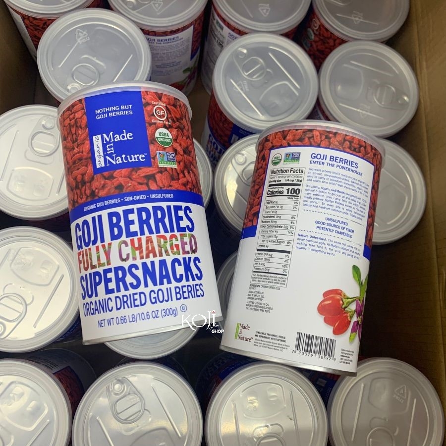Hạt kỷ tử sấy khô Goji Berries Organic Made in Nature hộp 300gr