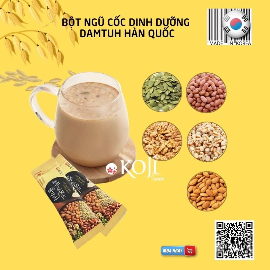 Bột Ngũ Cốc Damtuh Hàn Quốc Hộp 50 gói x 18gr