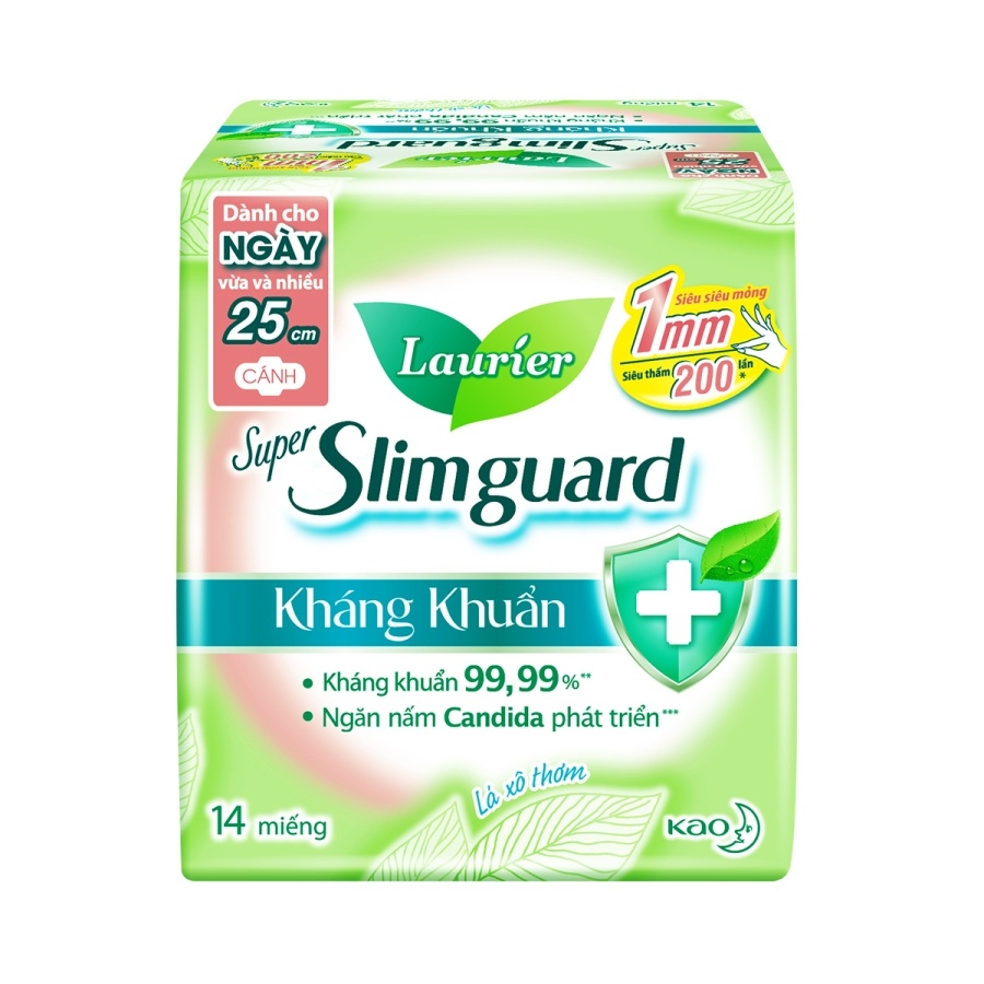 Băng vệ sinh Laurier Super Slimguard Kháng khuẩn siêu mỏng cánh 1mm