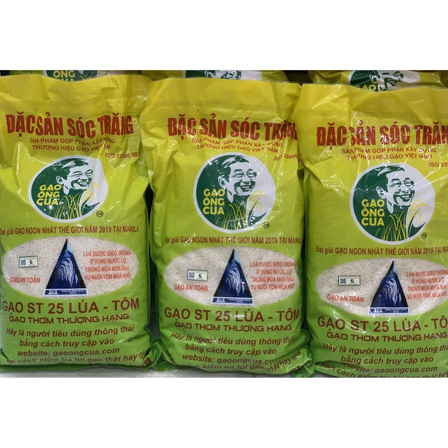 Gạo ST25 Ông Cua - gạo Lúa Tôm thượng hạng túi 5kg
