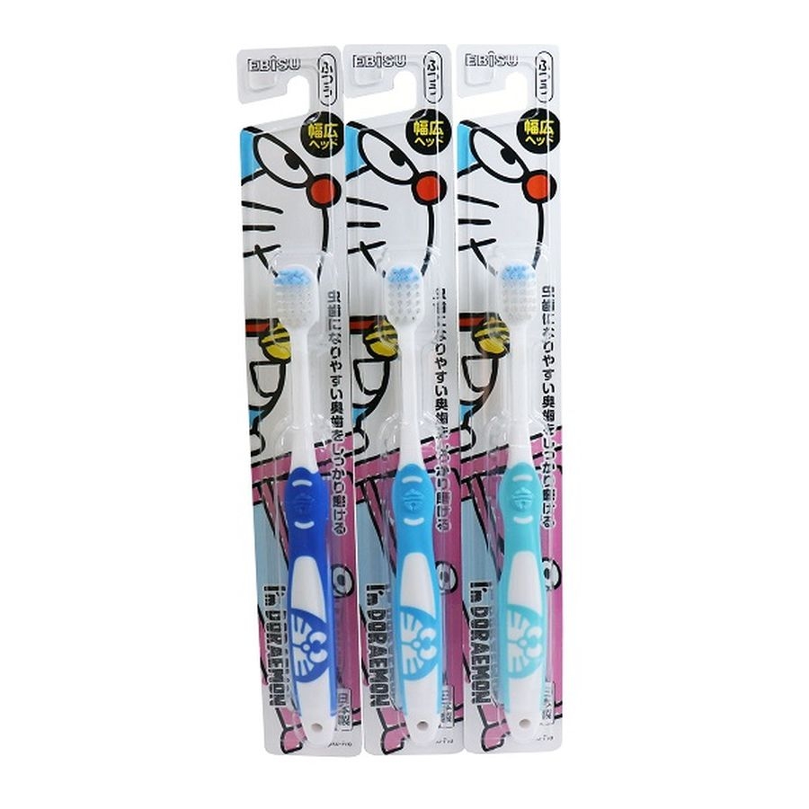 Bàn chải đánh răng EBISU đầu rộng hình Doraemon cho bé