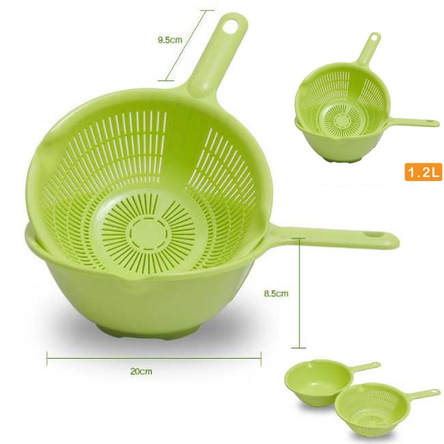 Bộ chậu rổ Sanada có tay cầm - xanh