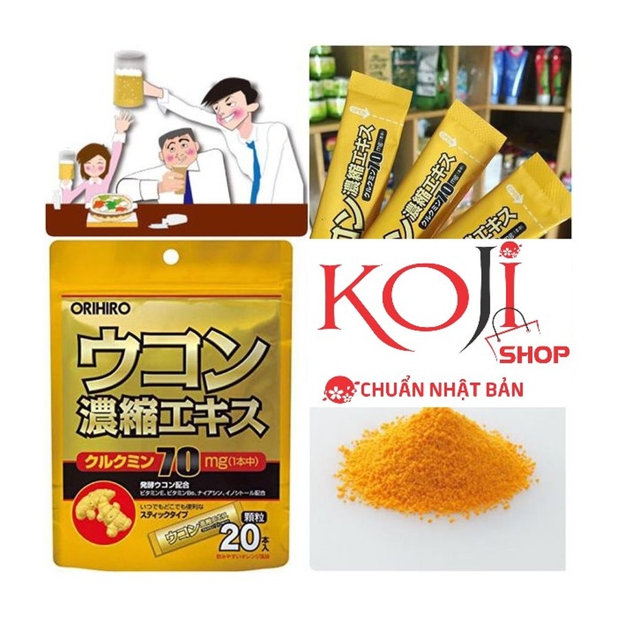 Bột nghệ giải rượu Orihiro Ukon 70mg túi 20 gói