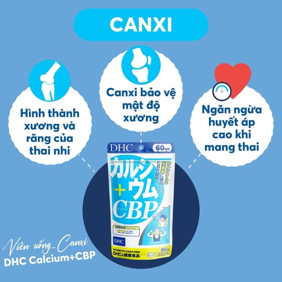 Viên uống bổ sung Canxi Calcium + CBP DHC 60 ngày