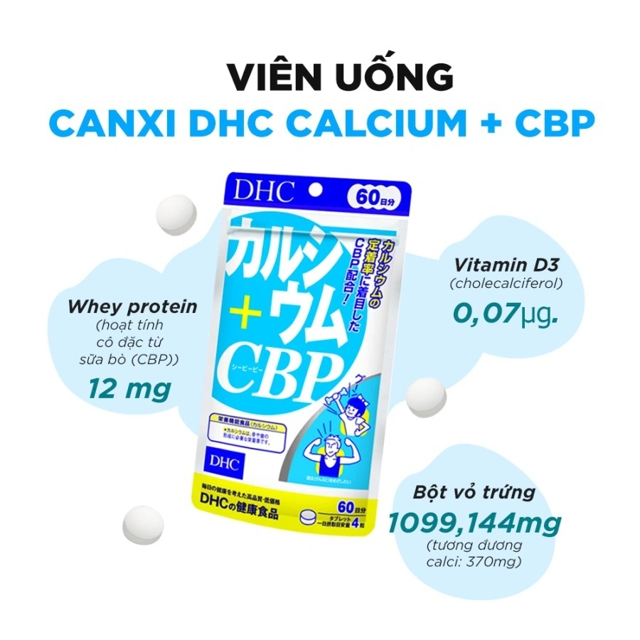 Viên uống bổ sung Canxi Calcium + CBP DHC 60 ngày