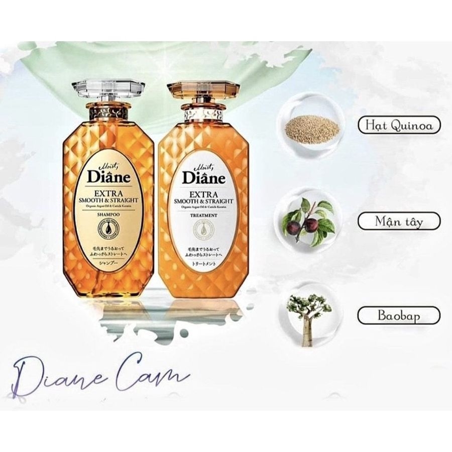 Bộ dầu gội & dầu xả vào nếp thẳng mượt Moist Diane Extra Smooth & Straight