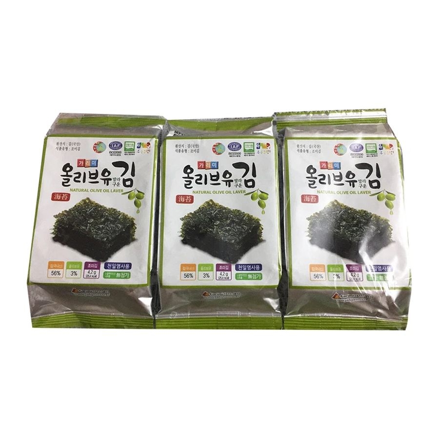 Rong biển cắt miếng tẩm gia vị dầu oliu ăn liền Garimi 12.6g