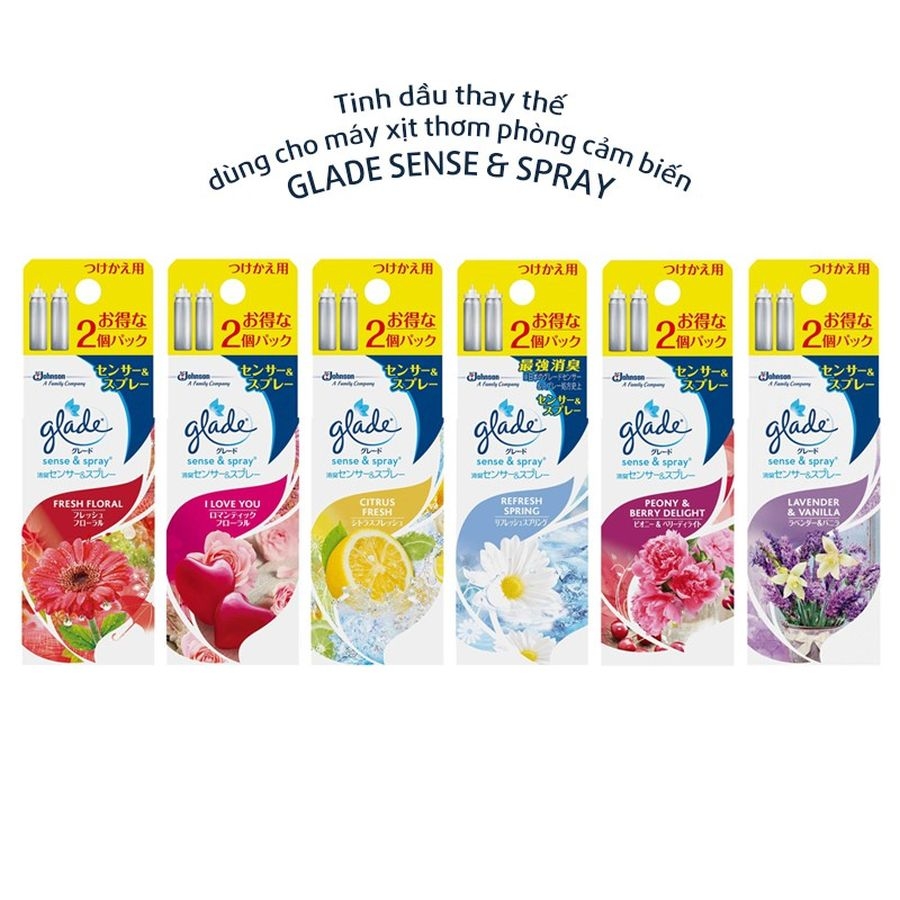 Set 2 tinh dầu thay thế máy xịt thơm phòng cảm biến Glade Nhật Bản