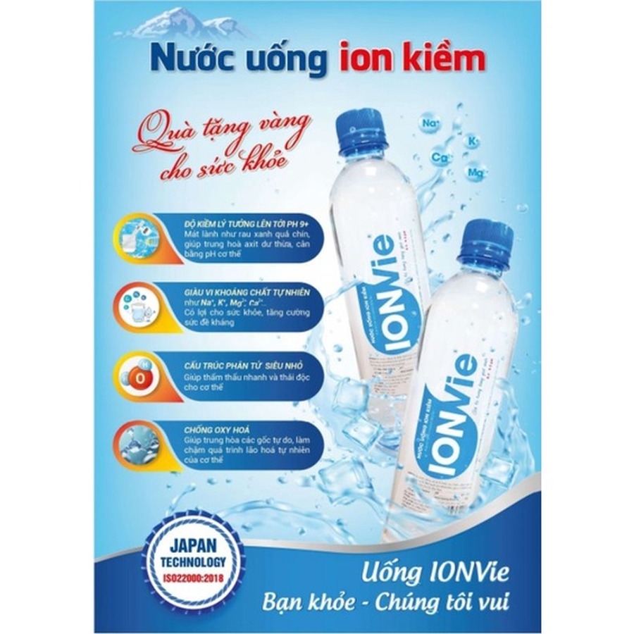 Nước uống ion kiềm IONVie công nghệ Nhật Bản chai 350ml