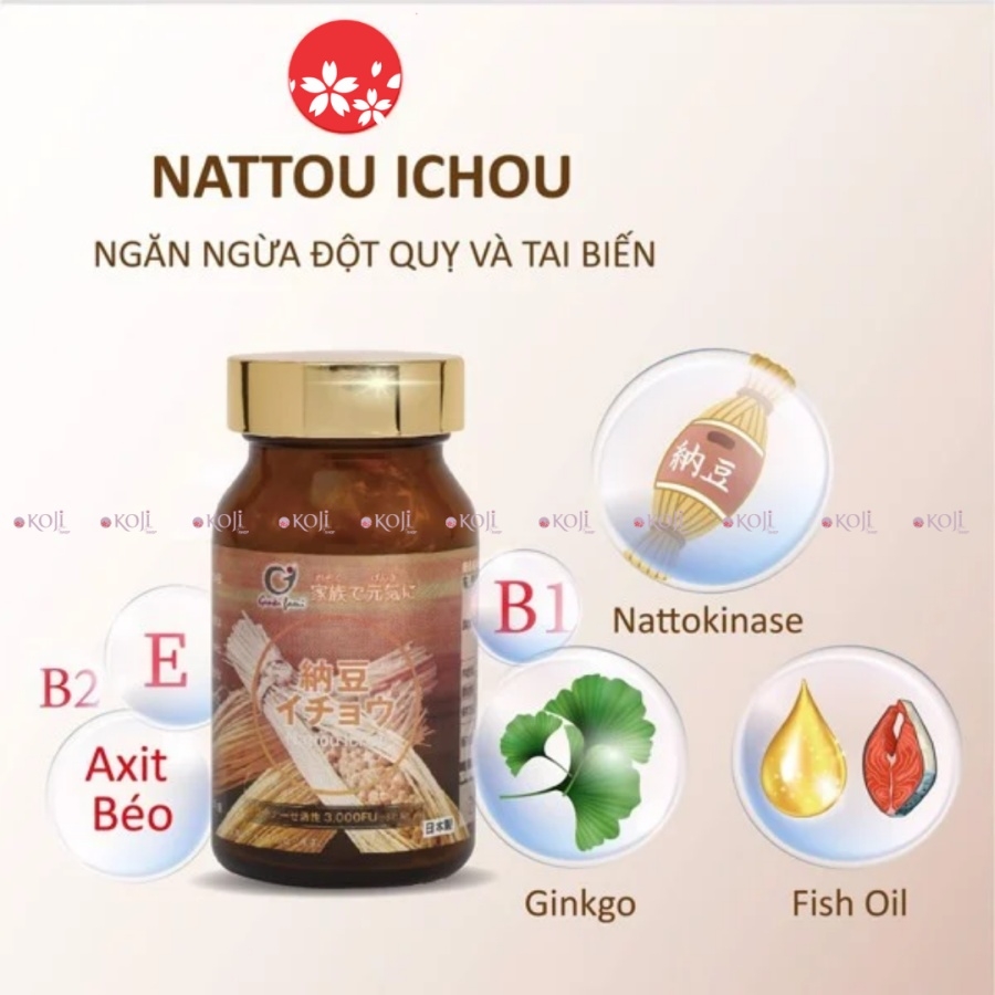Viên uống chống đột quỵ Genkifami Natto Ichou 90 viên