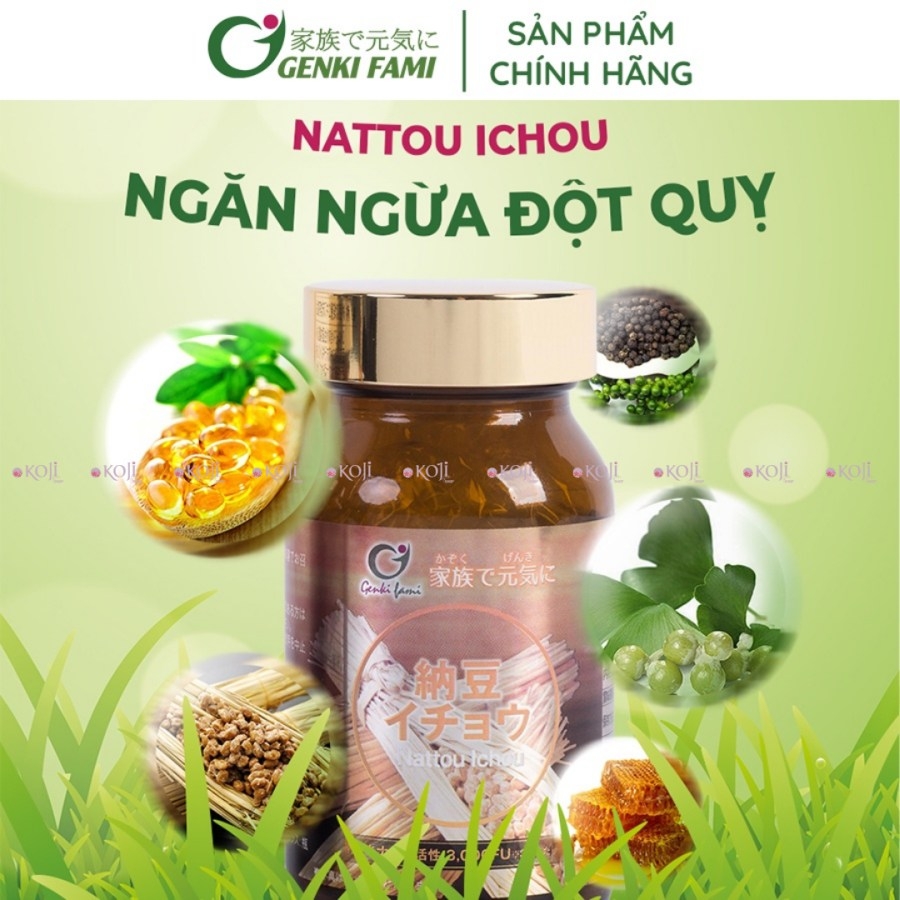 Viên uống chống đột quỵ Genkifami Natto Ichou 90 viên