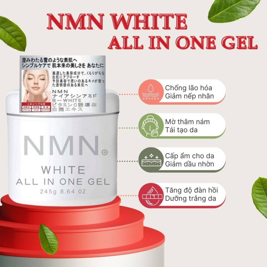 Gel dưỡng ẩm NMN White All-in-One dạng gel dưỡng ẩm, làm sáng da 245g