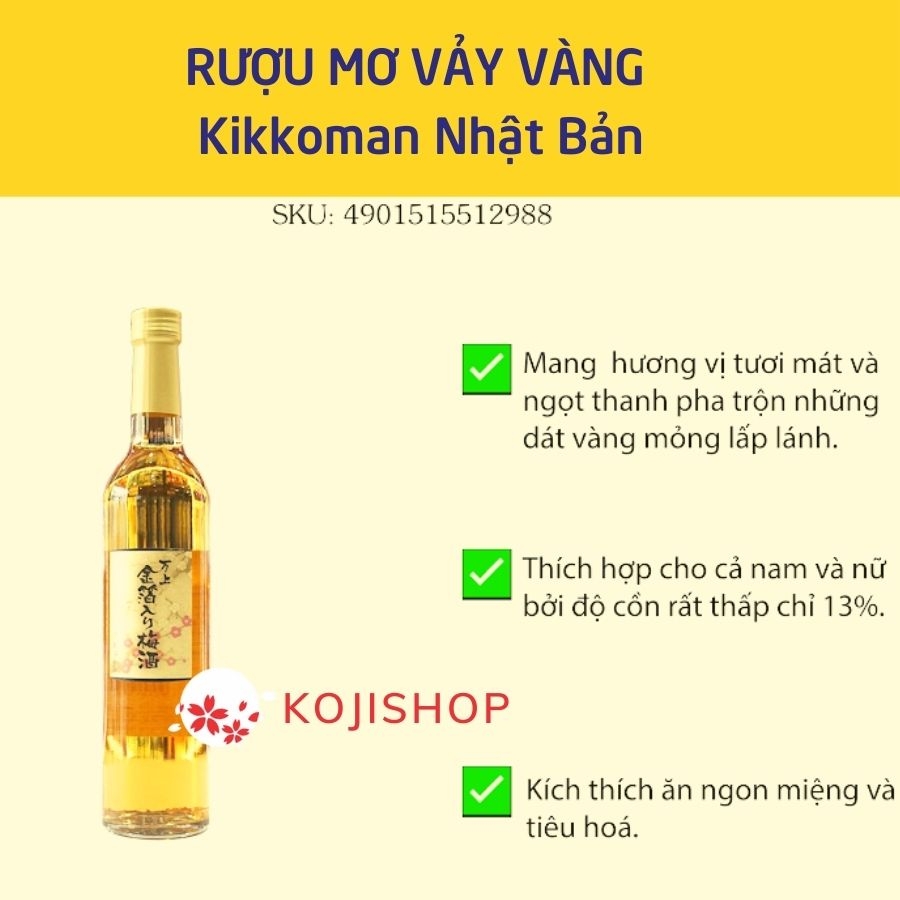 Rượu Mơ vảy Vàng Kikkoman Nhật Bản 500ml