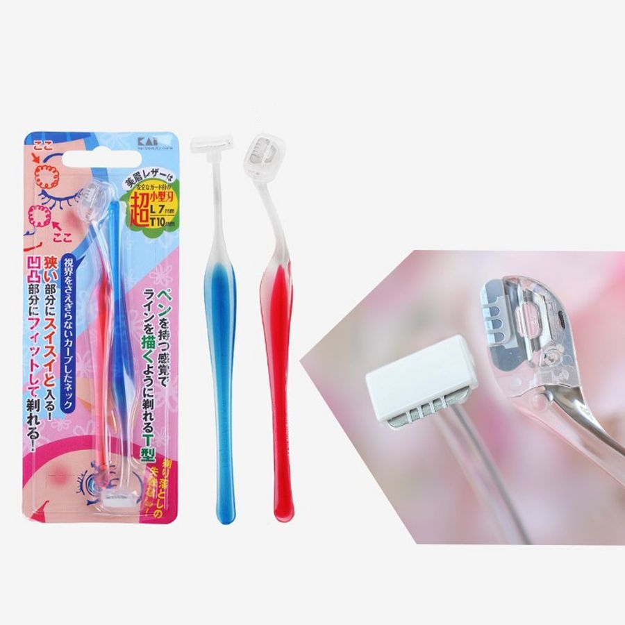 Set 2 dao cạo lông mày lưỡi ngắn KAI