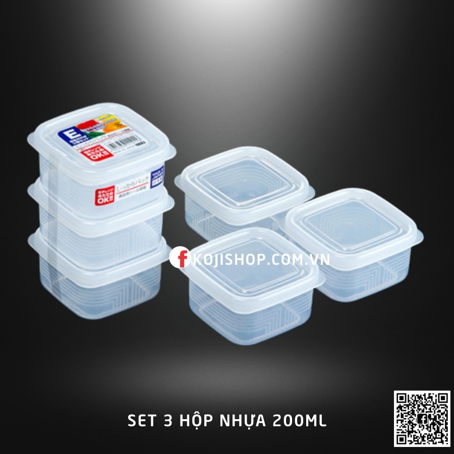 Set 3 hộp nhựa Nakaya 200ml