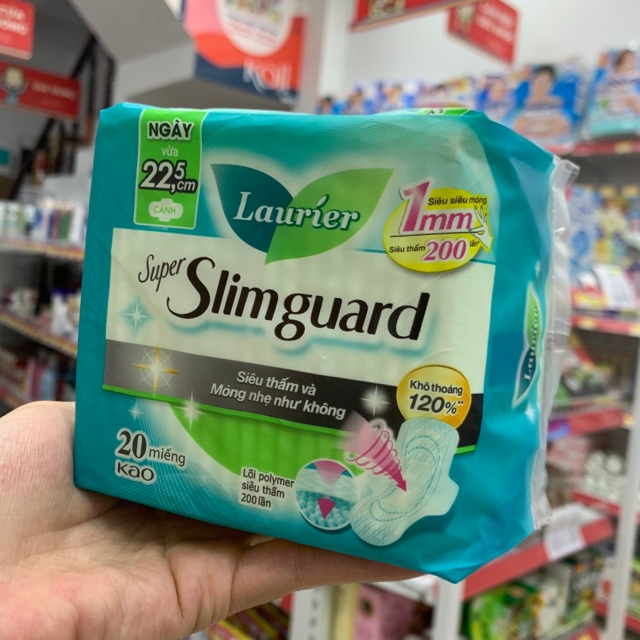 Băng vệ sinh Laurier Super Slimguard 22,5cm siêu mỏng cánh  bảo vệ 1mm