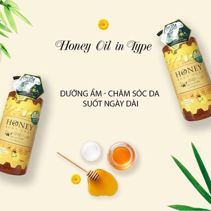 Sữa tắm Honey Body Soap dưỡng ẩm, làm mịn chai 500ml - dạng gel
