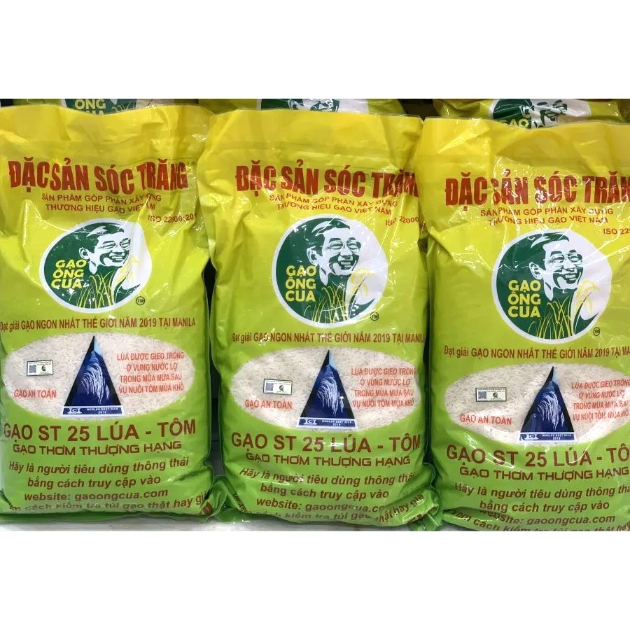Gạo ST25 Ông Cua - gạo Lúa Tôm thượng hạng túi 5kg