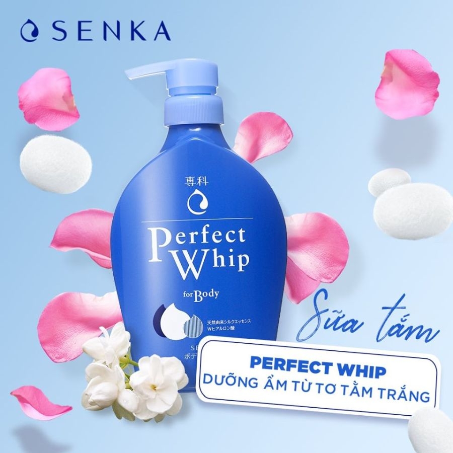 Sữa tắm Senka Perfect Whip dưỡng ẩm, trắng da chai 500ml