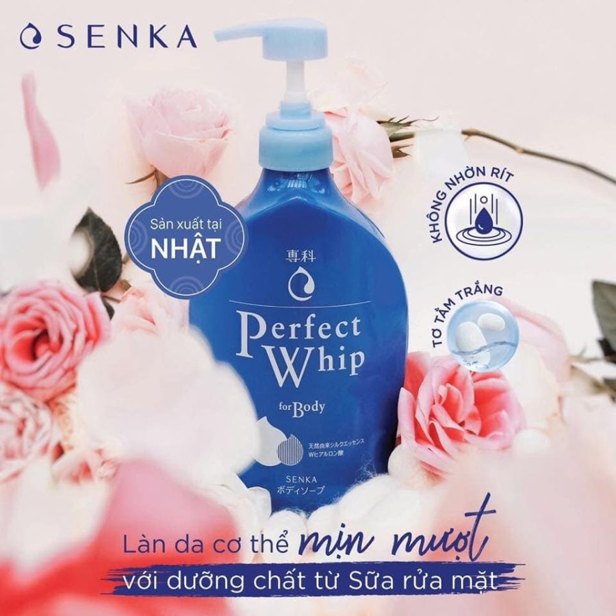 Sữa tắm Senka Perfect Whip dưỡng ẩm, trắng da chai 500ml
