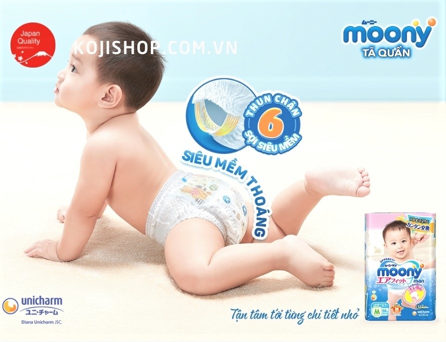 Bỉm Moony nội địa Nhật (cộng miếng - dán/ quần)