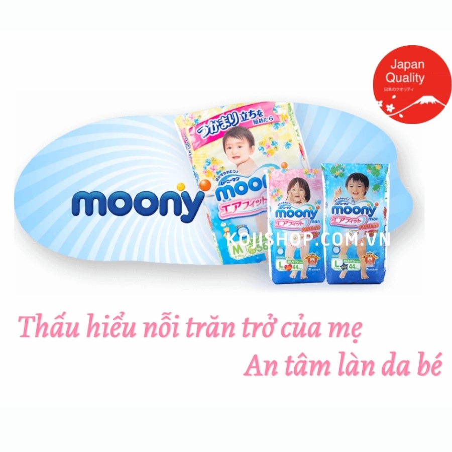 Bỉm Moony nội địa Nhật (cộng miếng - dán/ quần)