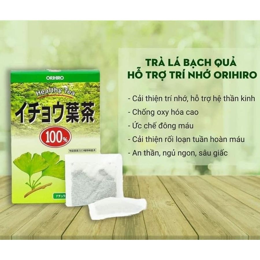 Trà Lá Bạch Quả Bổ Não Tuần Hoàn Máu Orihiro Nhật Bản( 2g x 26 túi )