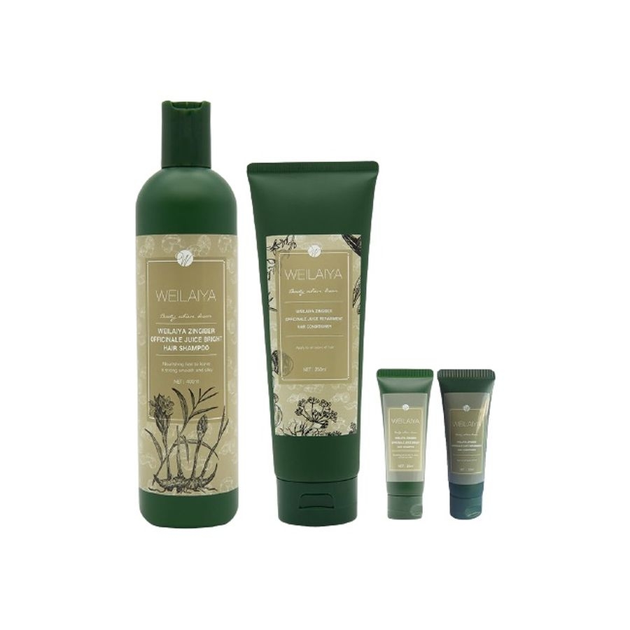 Cặp Dầu gội xả gừng Hà thủ ô Weilaiya kích mọc tóc (tặng kèm set mini)
