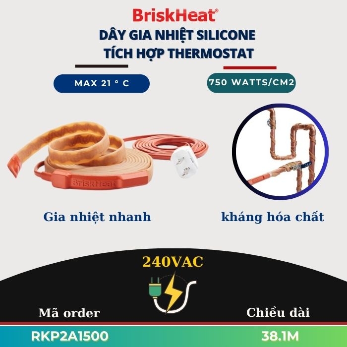 Dây Gia Nhiệt Tích Hợp Điều Khiển Thermostat (RKP) RKP2A1500 38,1M