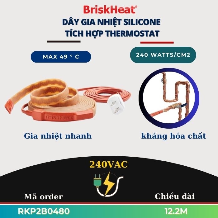 Dây Gia Nhiệt Tích Hợp Điều Khiển Thermostat (RKP) RKP2B0480 12.2M