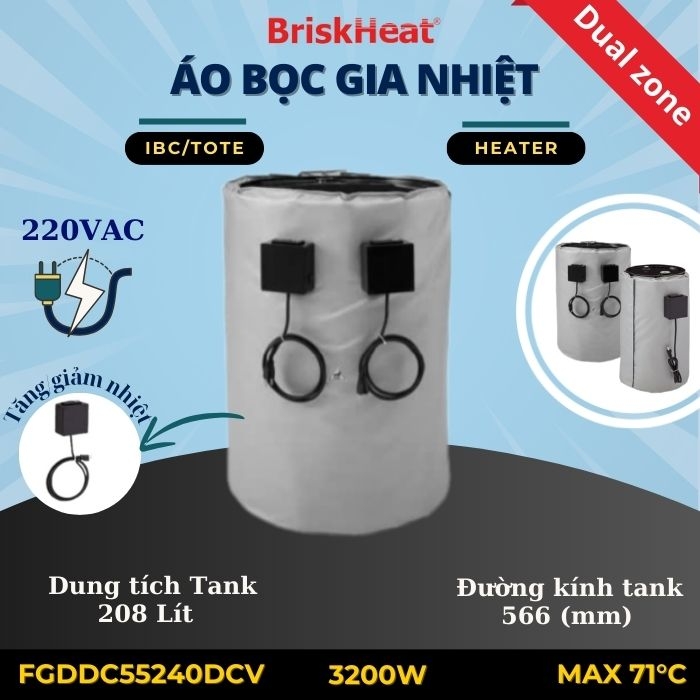 Áo bọc gia nhiệt với dây dẫn Furrule cho thùng nhựa FGDDC55240DCV