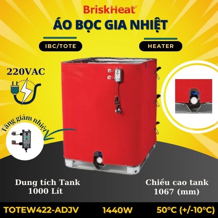 Áo bọc gia nhiệt khu vực ẩm ướt có phích cắm NEMA 6-15P TOTEW422-ADJV
