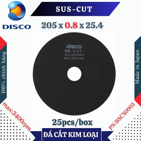 Đĩa cắt kim loại Disco SUS-CUT size 205 x 0.8 x 25.4 (mm)
