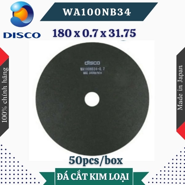 Đĩa cắt kim loại Disco WA100NB34 size 180 x 0.7 x 31.75 (mm)