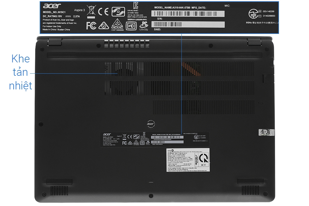 Laptop Acer Aspire A315 56 308N i3 1005G1/4GB/256GB/Win10 (NX.HS5SV.00C)