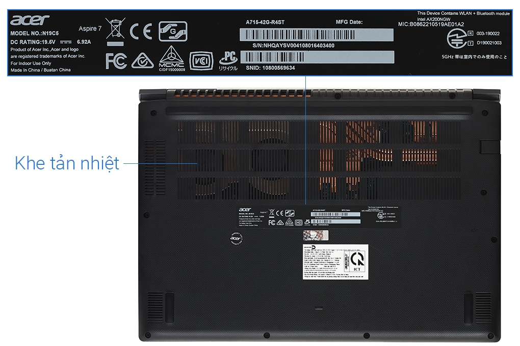 Laptop Acer Aspire 7 Gaming A715 42G R4ST R5 5500U/8GB/256GB/4GB GTX1650/Win10