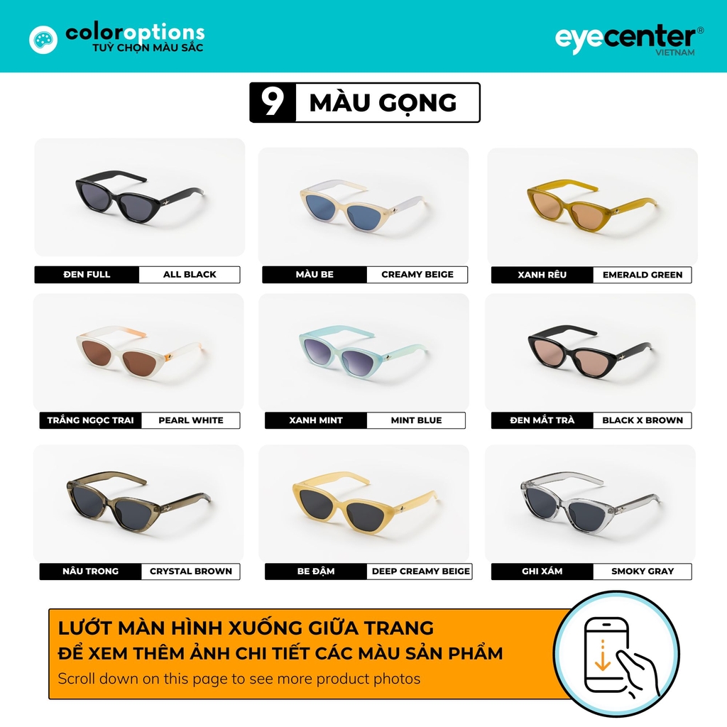 [S44] Kính mát Crystal UV chính hãng EYECENTER nhiều màu 86657 / 7571 by Eye Center Vietnam