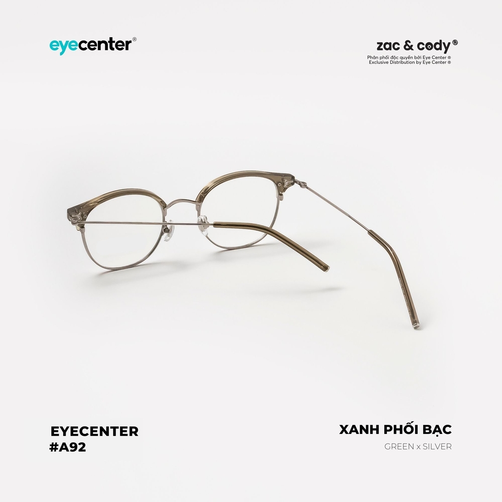[A92] Gọng kính cận nam nữ chính hãng ZAC & CODY nhựa phối kim loại 8045 by Eye Center Vietnam