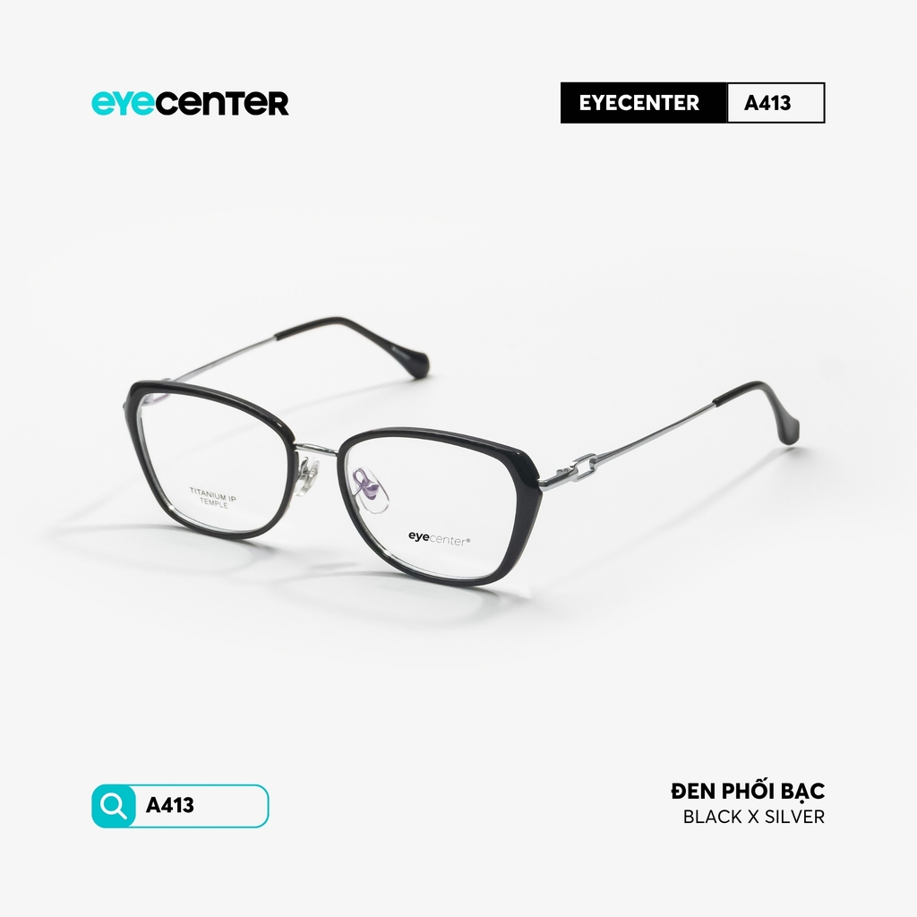 [VA413] Gọng kính cận mắt mèo nữ chất liệu nhựa phối kim loại chống gỉ by Eye Center Vietnam