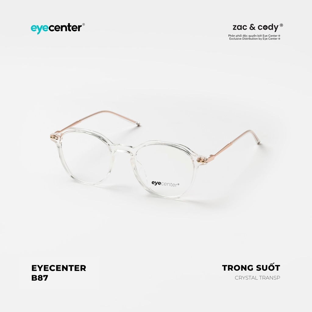 [B87] Gọng kính cận nam nữ chính hãng ZAC & CODY nhựa phối kim loại EC 85018 by Eye Center Vietnam