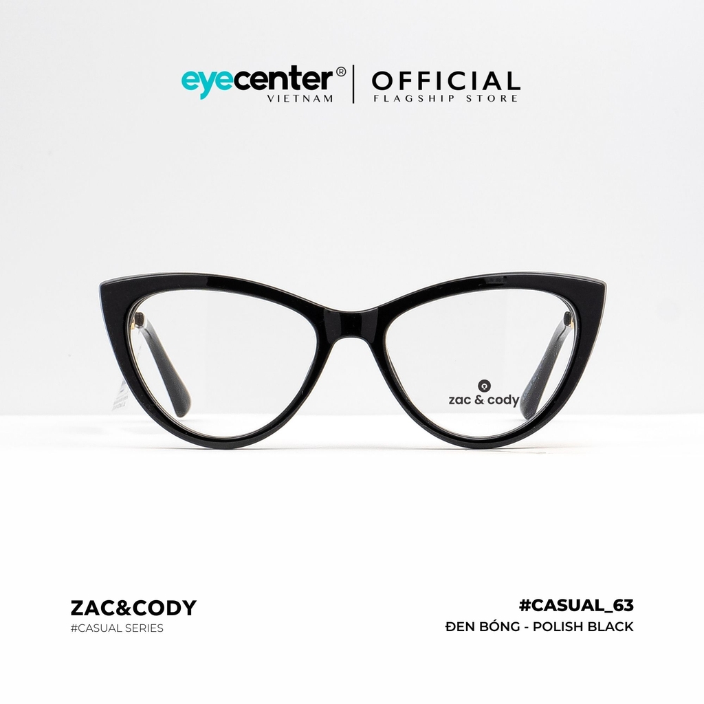 [C64]Gọng kính cận nữ chính hãng Zac & Cody dáng mắt mèo nhựa phối kim loại casual.63 EK A3386 by Eye Center Vietnam