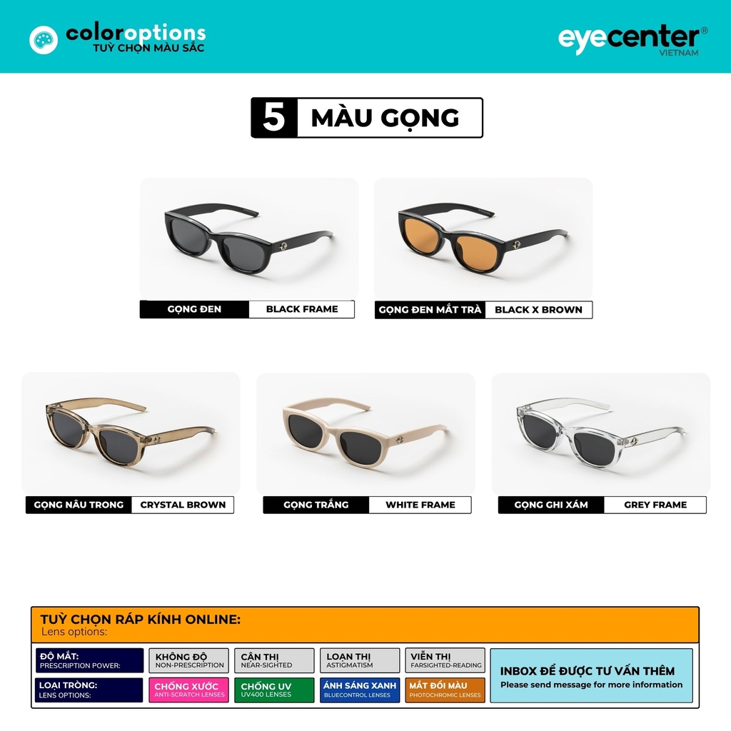 [S63] Kính mát Crystal UV chính hãng EYECENTER nhiều màu 23028