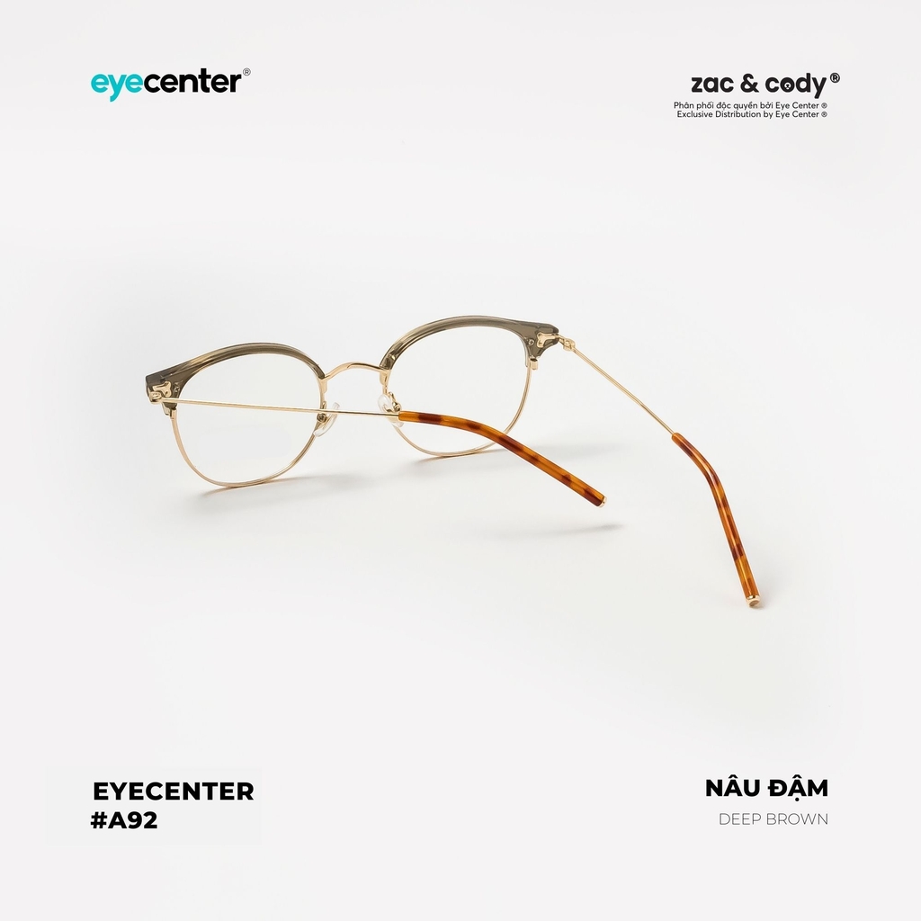 [A92] Gọng kính cận nam nữ chính hãng ZAC & CODY nhựa phối kim loại 8045 by Eye Center Vietnam