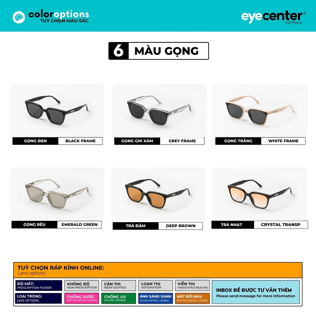 [S64] Kính mát Crystal UV chính hãng EYECENTER nhiều màu 2343